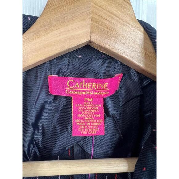 Catherine Malandrino Blue Boyfriend Blazer Sz MP Navy Stitching 3/4 Sleeve - Picture 5 of 8